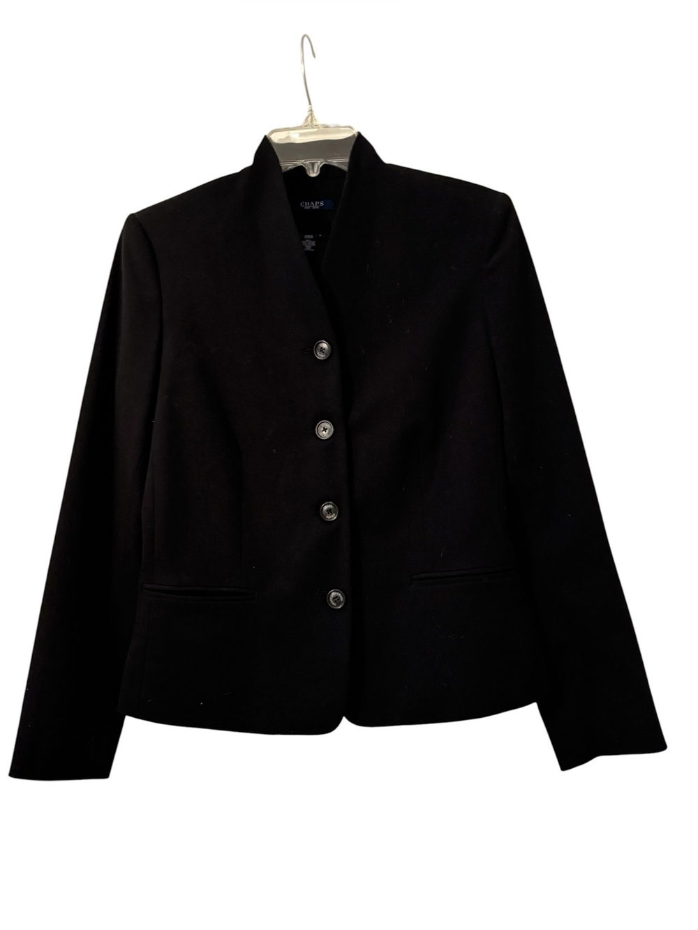 Chaps Women’s Size 8 Solid Black Blazer With Stand Up Collar
